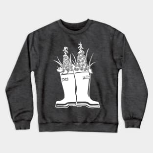 Foxglove White Lineart Rain Boots Crewneck Sweatshirt